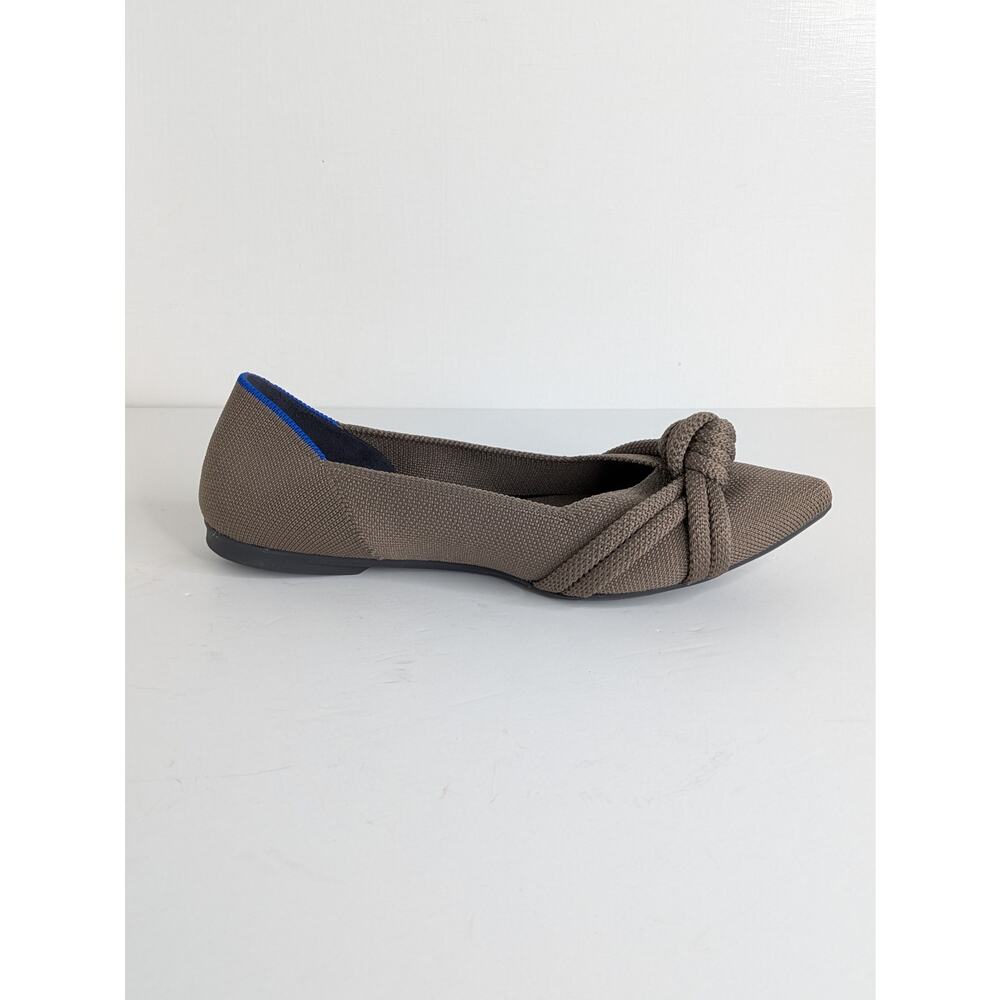 Rothy's The Point II Knot Flats 7.5 Tan Brown Pointed Toe Slip On Washable - Picture 9 of 13
